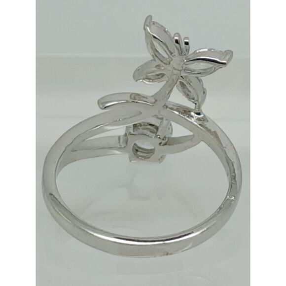 White Gold GP Round Marquise Cut Sim Diamond CZ Butterfly Ring Size 8.5 Vintage - Picture 5 of 10